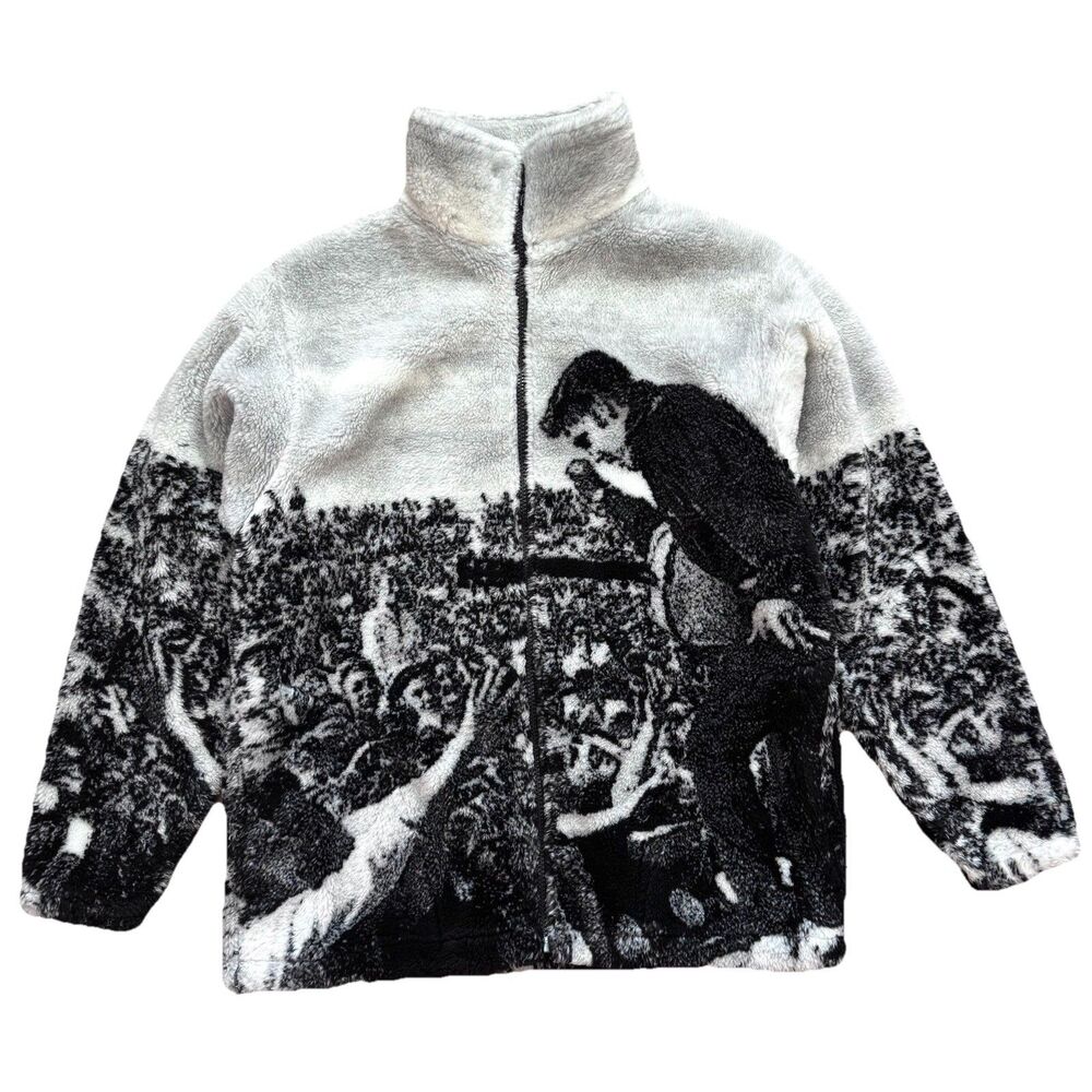 Vintage 90s Elvis Presley Graceland AOP All Over Print Fleece Jacket USA 1999